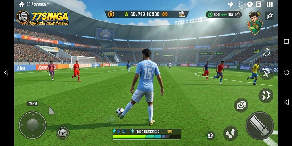 Tampilan gameplay 77SINGA yang mendebarkan saat pertandingan sepak bola.