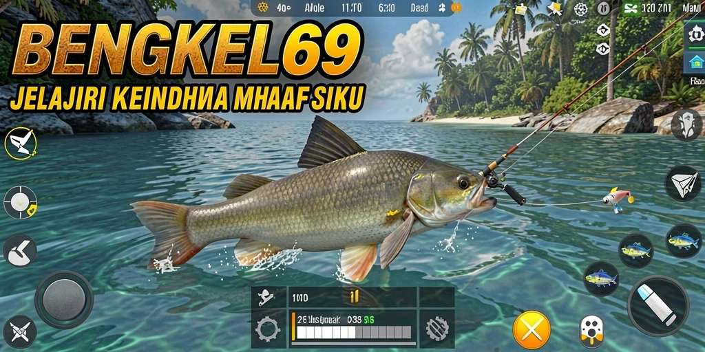 Menampilkan aksi menangkap ikan dalam BENGKEL69 yang seru dan mendebarkan.