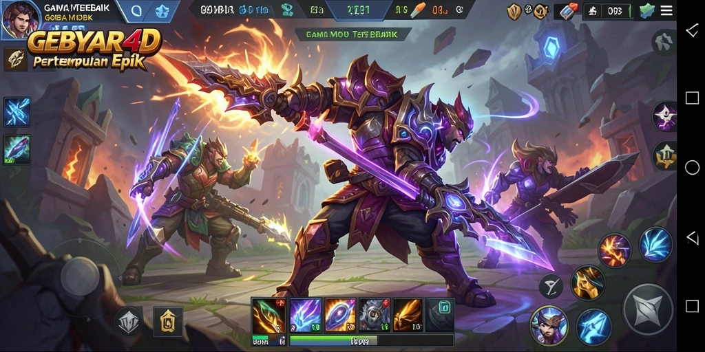 Gameplay seru GEBYAR4D dengan pertempuran tim yang menegangkan.