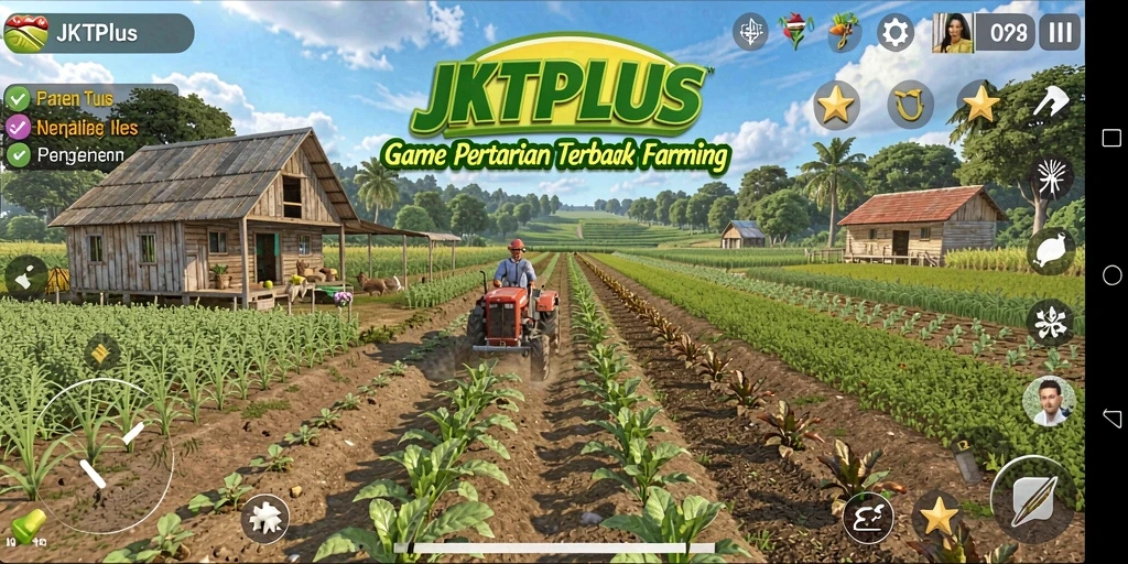 Tampilan gameplay menarik dari JKTPLUS dengan aktivitas bertani.