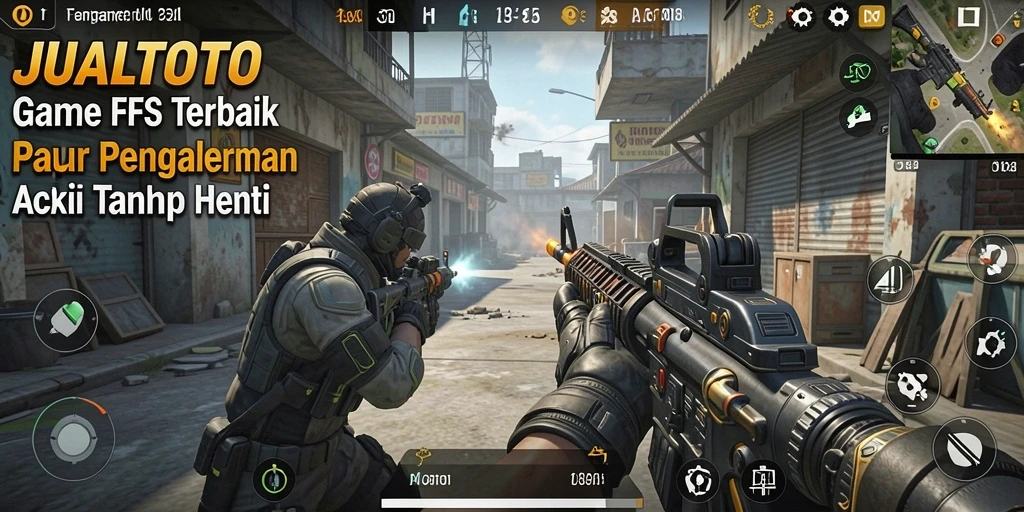 Screenshot utama JUALTOTO menunjukkan aksi pertempuran yang intens di arena.