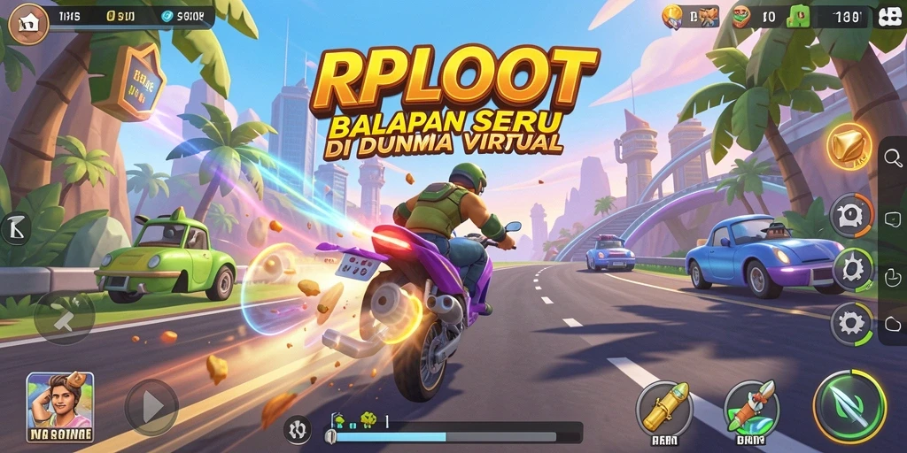 Tangkapan layar gameplay RPLOOT yang menampilkan balapan seru.