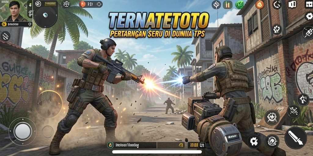Screenshot utama TERNATETOTO menampilkan aksi pertarungan yang mendebarkan di medan perang.