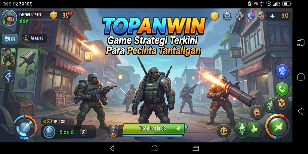 Screenshot gameplay TOPANWIN menampilkan pertempuran strategi yang menegangkan.