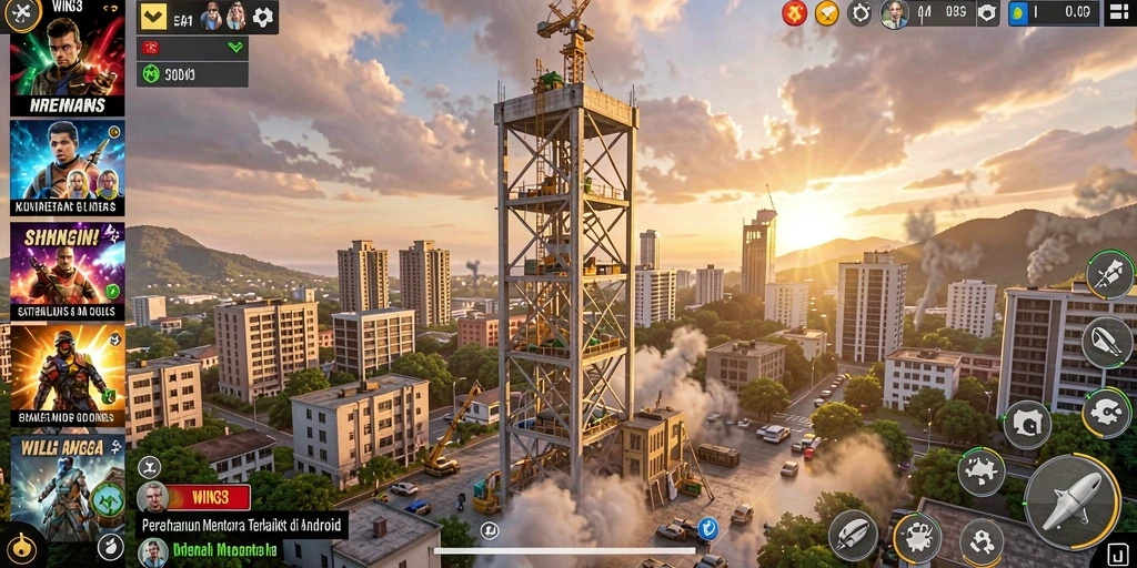 Tampilan gameplay WIN33 yang mendebarkan dalam pertempuran Tower Defense.